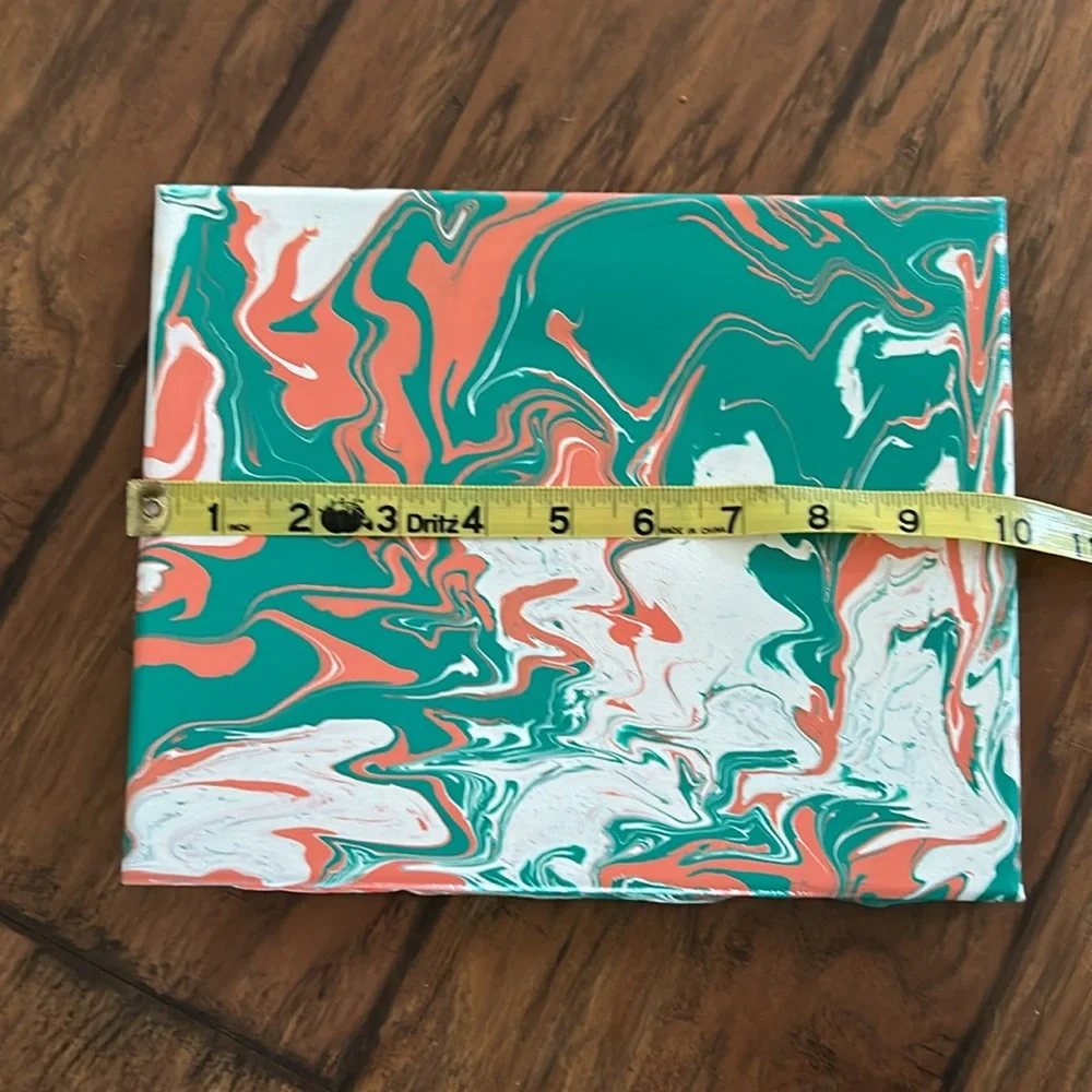Green and Orange Canvas Art NEW handmade acrylic pour made by me